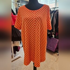 New Soft Surroundings Orange Striped Women's Top Size Large (14/16)